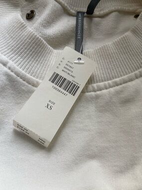 Anthropologie White Ribbed Crewneck Pullover